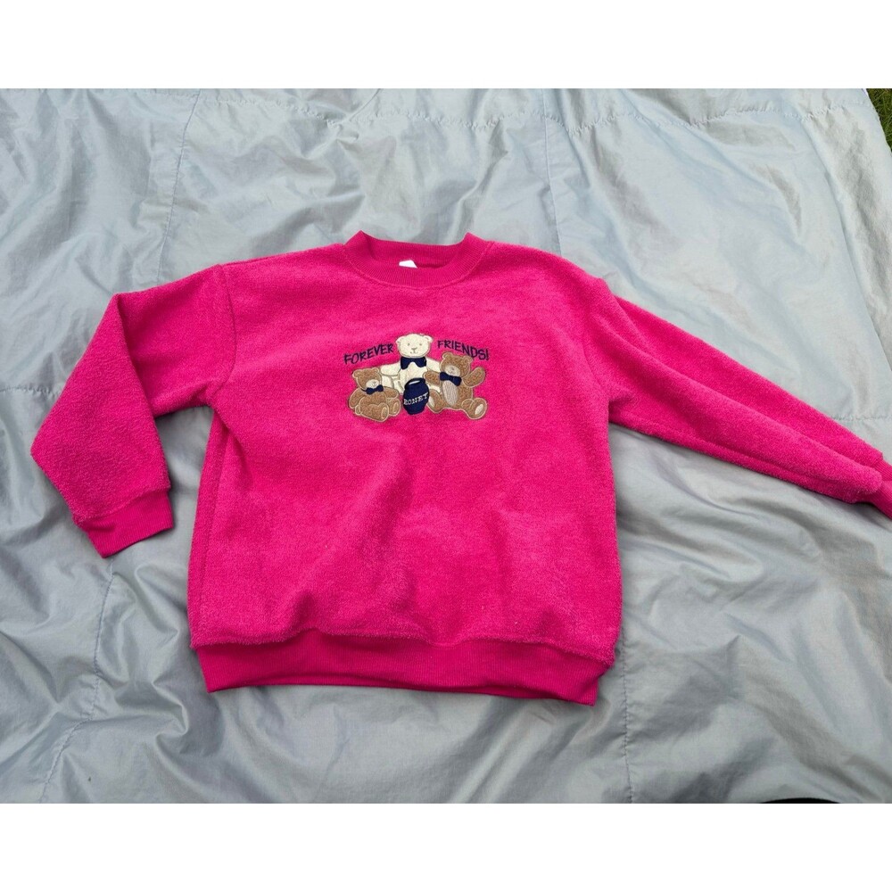 Expressions vintage forever friends bear pink sweater sweatshirt girls 6 honey